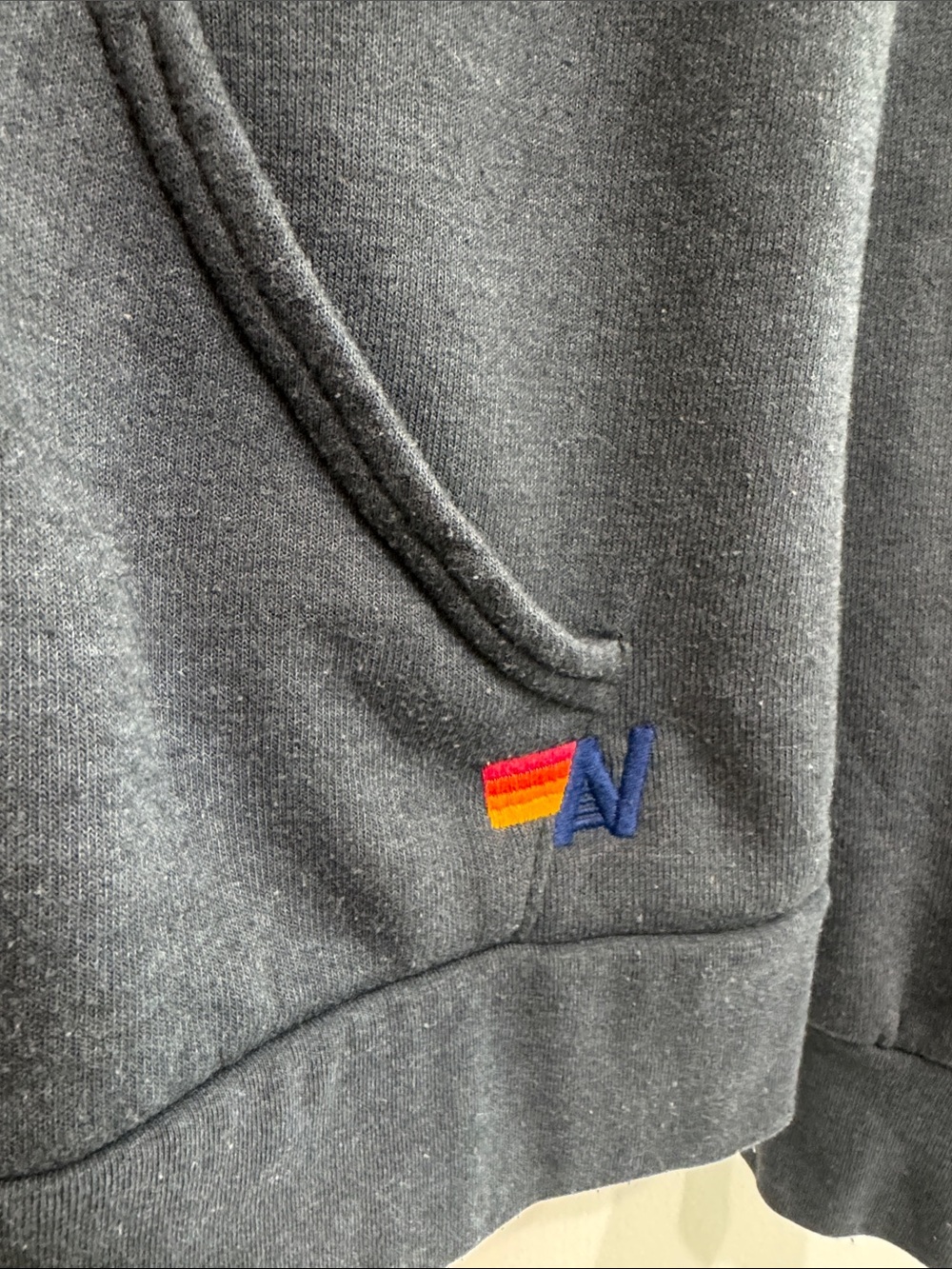 Aviator Nation Navy Rainbow Stripe Zip Up Hoodie Size Small - Picture 5 of 6